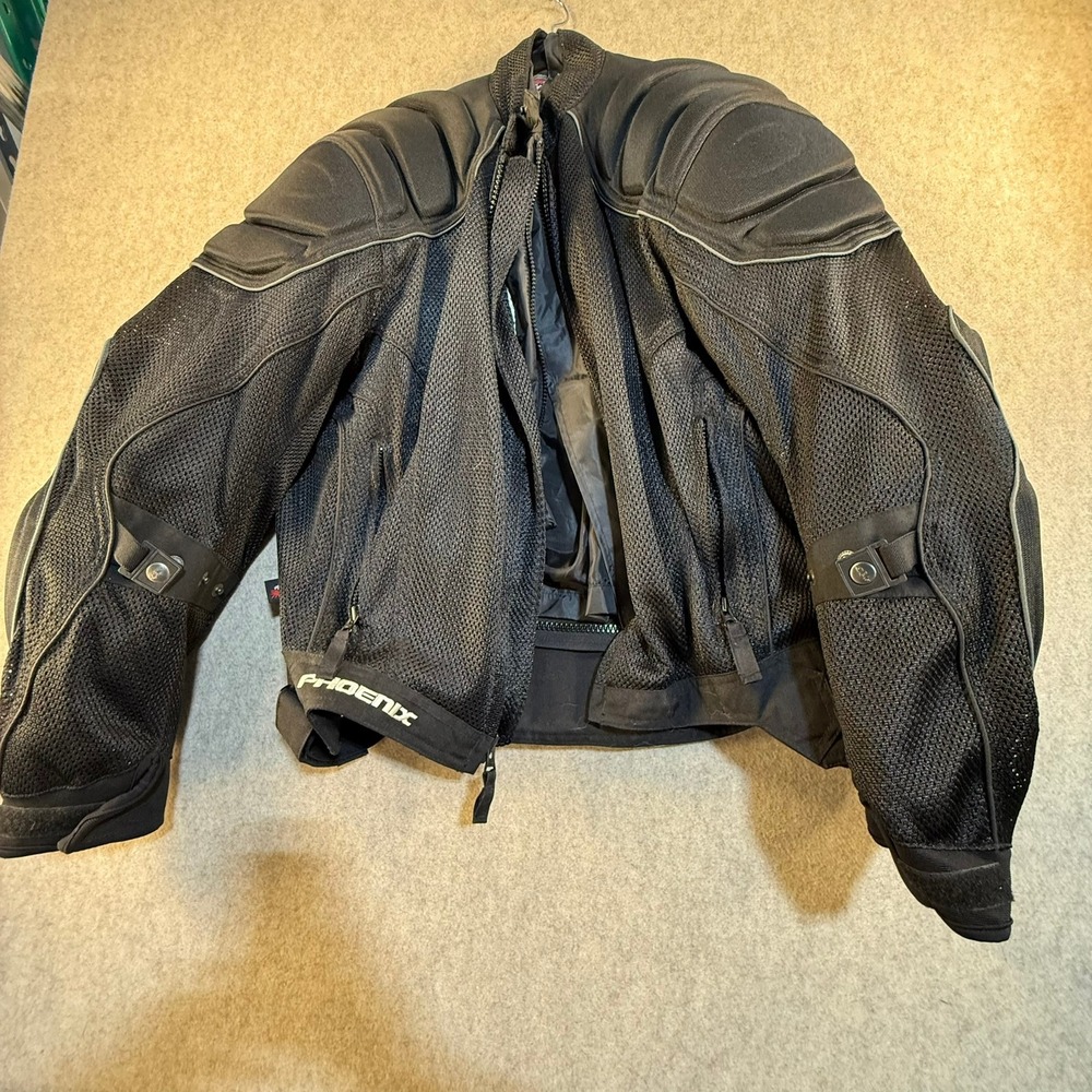 Joe Rocket Phoenix Mesh Motorcycle Jacket Black Padded Armor Mens Large